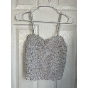 ARITZIA WILFRED SMOCKED WHITE/BLUE CAMISOLE tank top size S